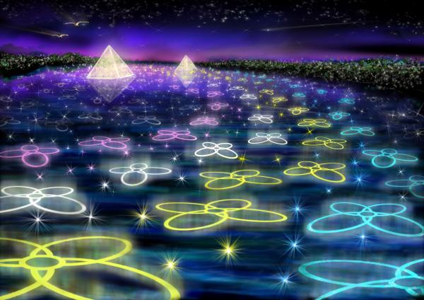 足利花卉公園大型燈飾「光之花庭園」今年另一新作「光之金字塔及水中燈飾」