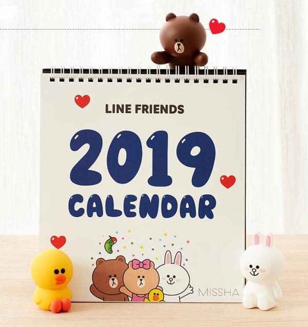 韓國MISSHA聯乘LINE FRIENDS 2019月曆贈品