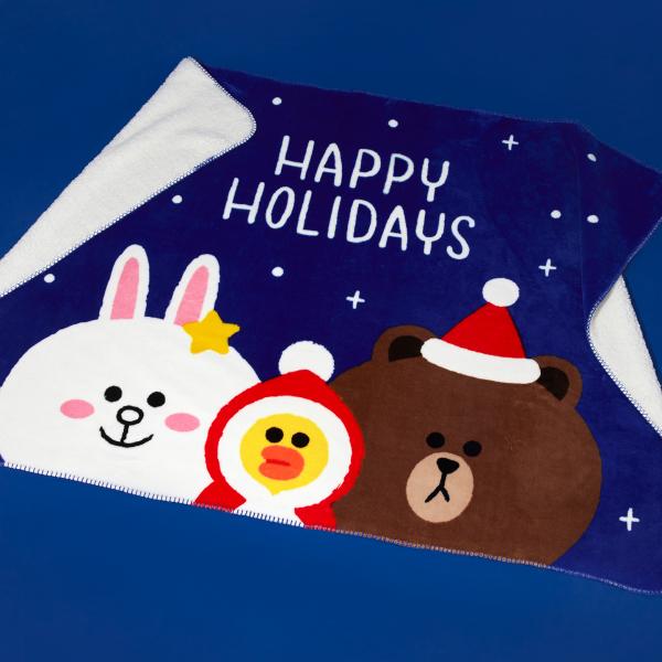 韓國LINE FRIENDS聖誕假期系列 熊大與朋友羊毛毯29,000韓圜 / 約港幣2