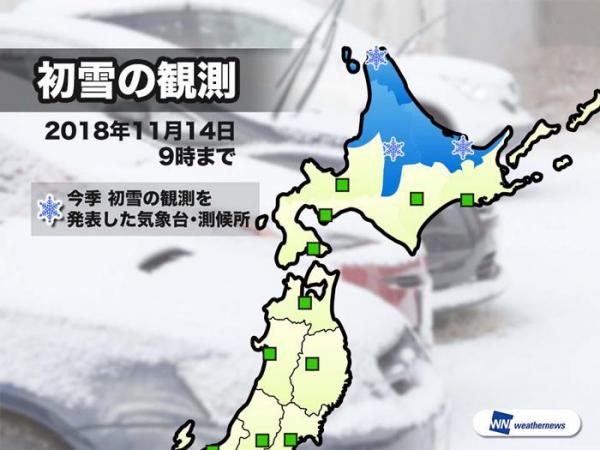 遲了一個月終於落雪！ 北海道今早多個地方錄得初雪