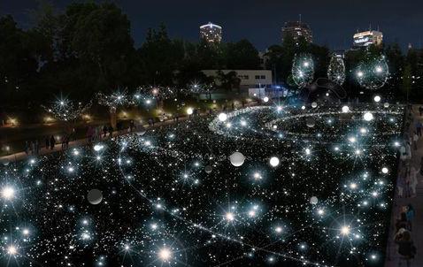 六本木東京Midtown Starlight Garden！19萬顆LED燈海+泡泡燈飾超夢幻！第二幕：從地球看得到的5000顆星