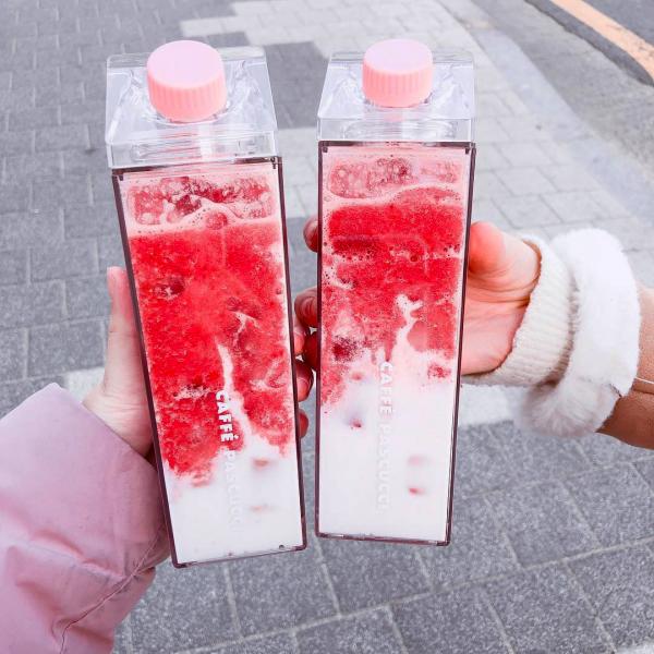 韓國咖啡店士多啤梨系列 超可愛透明牛奶盒！