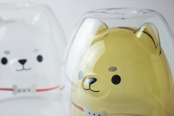 倒進飲品為柴犬「上色」！ 日本透明柴犬耐熱雙層杯