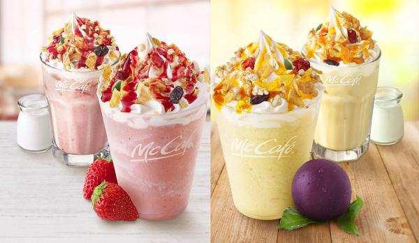 日本麥當勞McCafe全新飲品 士多啤梨／熱情果乳酪沙冰&凍飲