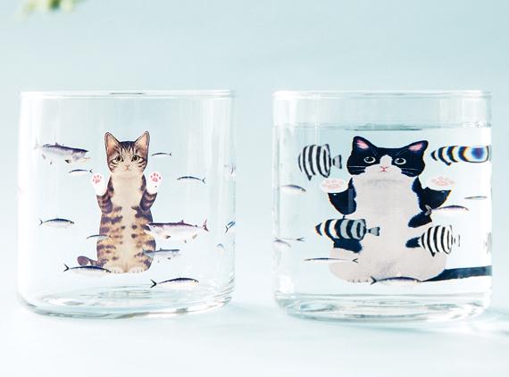 日本最新得意貓咪玻璃水杯 貓咪一遇水就會變肥！