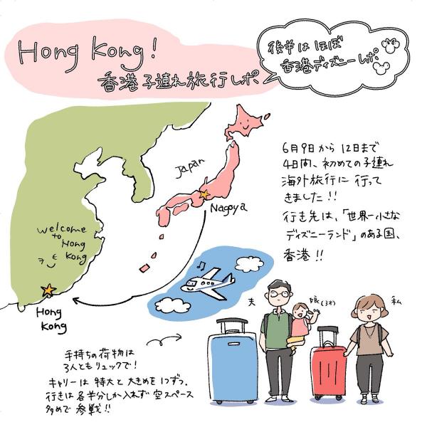 日本插畫家遊行期間去香港旅行 畫畫記錄遊記中文寫：香港加油