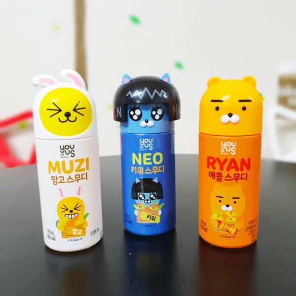 韓國便利店推KAKAO造型果汁 超可愛立體Ryan樽蓋！