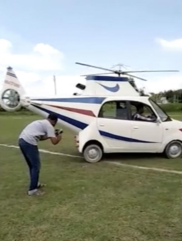 印度村民夢想成為機師卻沒錢投考 改裝座駕變成直升機模樣為自己圓夢