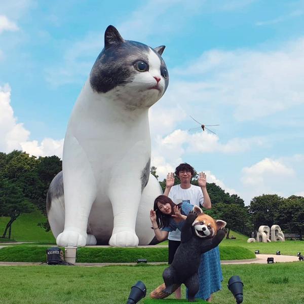 首爾奧林匹克公園現AR動物園 10米高巨型大貓！