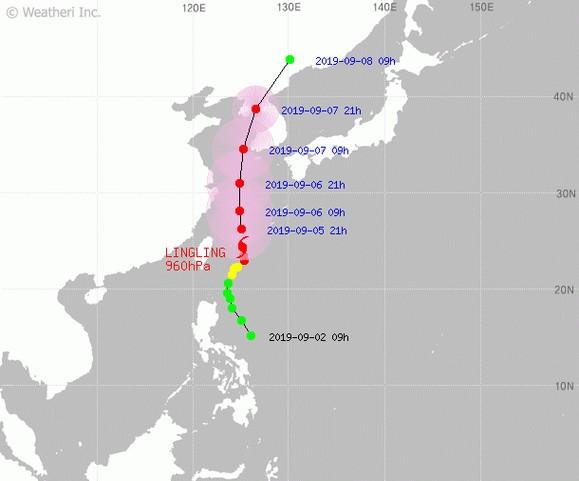 颱風「玲玲」將正面吹襲南韓 氣象廳﹕記錄以來的強風