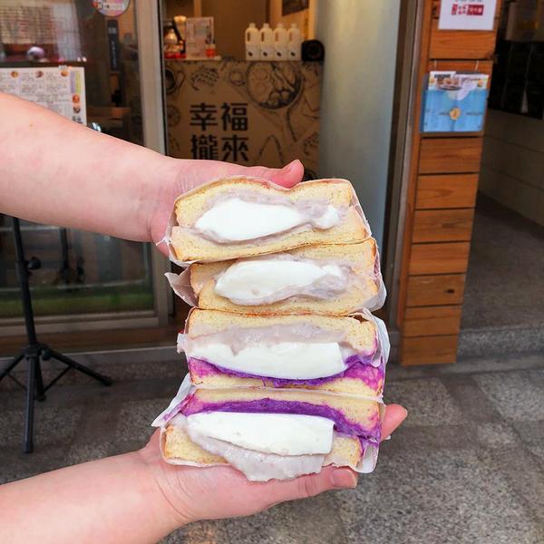 台北人氣早餐店爆餡芋泥三文治 足料芋泥肉鬆/紫薯奶酪/芝士流心蛋吐司