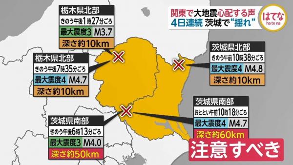 關東地方1星期內16次地震 專家恐東京或發生6級以上大地震