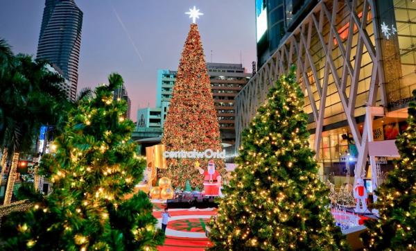曼谷商場Central World聖誕燈飾 東南亞最巨型35米聖誕樹