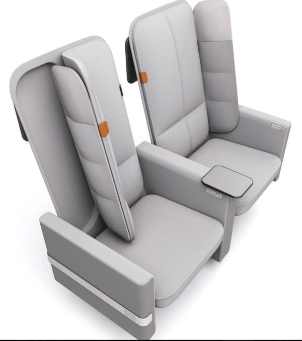 英國廠商推飛機座位新設計 接疊式襟翼提升乘客舒適度/增加私人空間