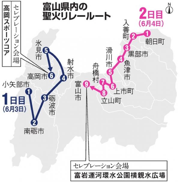 2020東京奧運聖火傳遞路線 富山