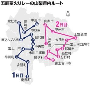 2020東京奧運聖火傳遞路線 山梨