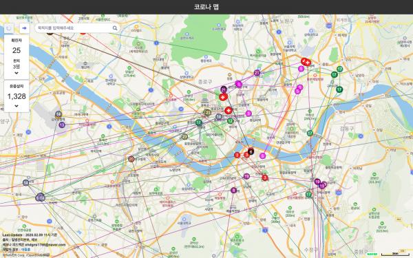 韓國大學生研發「冠狀病毒地圖」 一按即睇確診者移動路線＋隔離者位置！