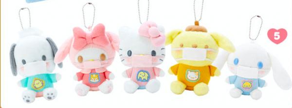 日本Sanrio新出口罩公仔鑰匙扣 超萌Hello Kitty/Melody/布甸狗陪你戴口罩防疫