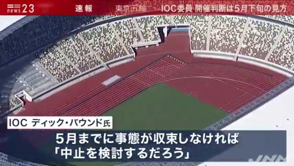 東京奧運或因疫情取消？國際奧委會委員：最遲5月底決定