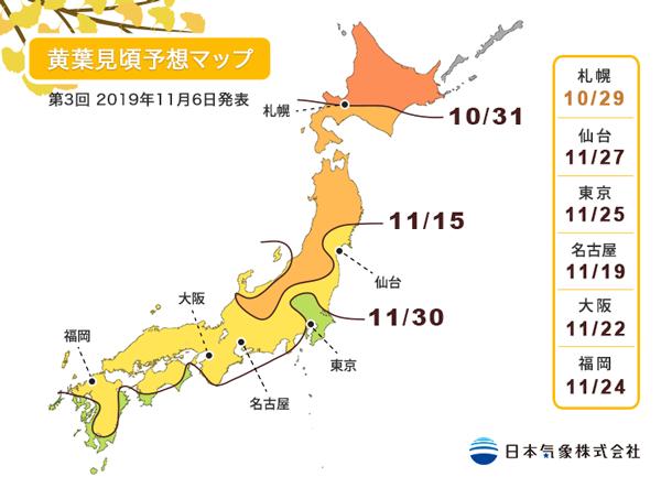 日本紅葉2020 預測 銀杏