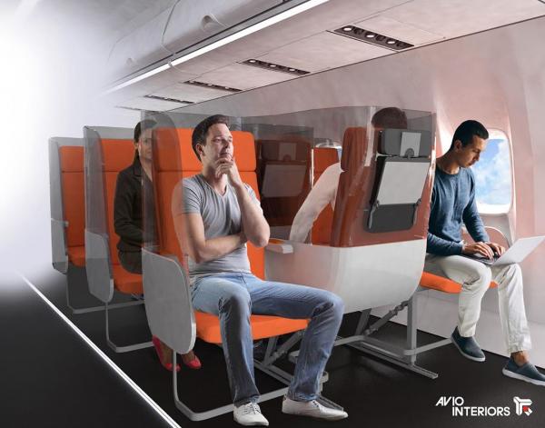 未來坐飛機或有隔板要倒頭坐？ 廠商推防疫新客機座椅設計