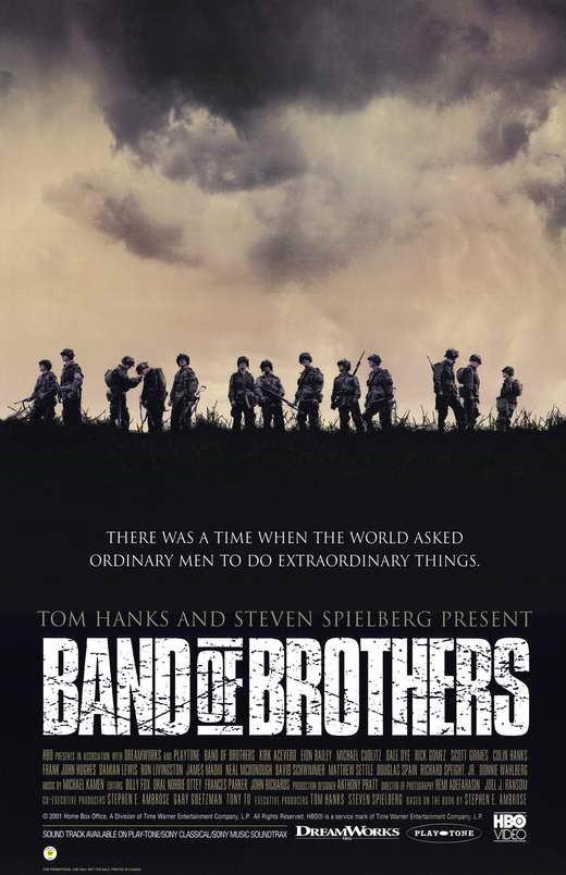《雷霆傘兵》 (Band of Brothers)｜IMDb：9.4/10: 大導演史蒂芬史匹堡及演員湯漢斯繼電影《雷霆救兵》再度合作，講述1942年美國喬治亞州的青年進行訓練成為空降部隊，E連士兵出