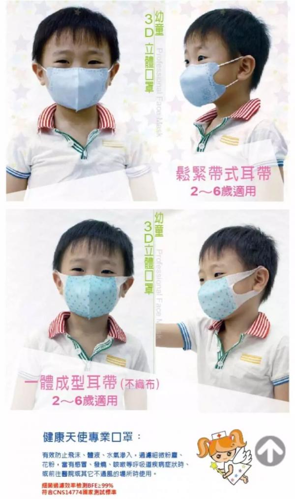 台灣健康天使彩色三層醫用口罩/3D立體幼童口罩