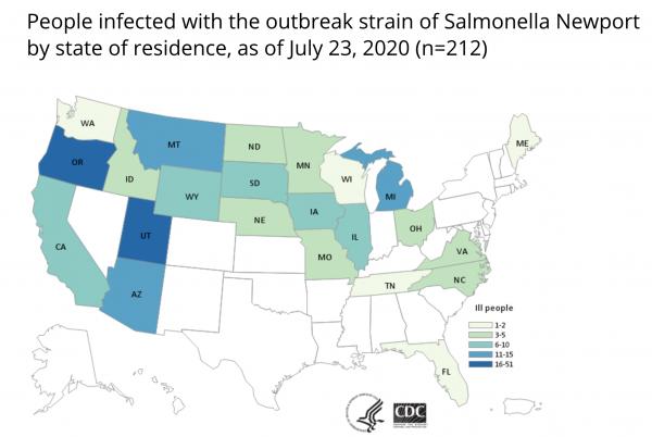 美國爆沙門氏菌疫情遍佈23州 疾控中心：源頭未明
