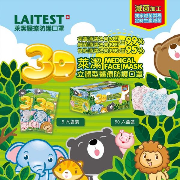 台灣萊潔醫療防護口罩系列一覽（附購買方法）VFE/>99%．全台唯一一萬等級無塵室生產．香港門市有售 動物家族藍色印花（兒童用）