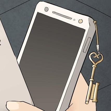 「這隻手機看起來好眼熟？這把鑰匙......要用在哪裡呢？螢幕鎖密碼？也太小看我。」