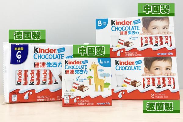 Kinder牛奶朱古力中國/波蘭/德國製大比拼 一文睇包裝/味道/成分/營養分別
