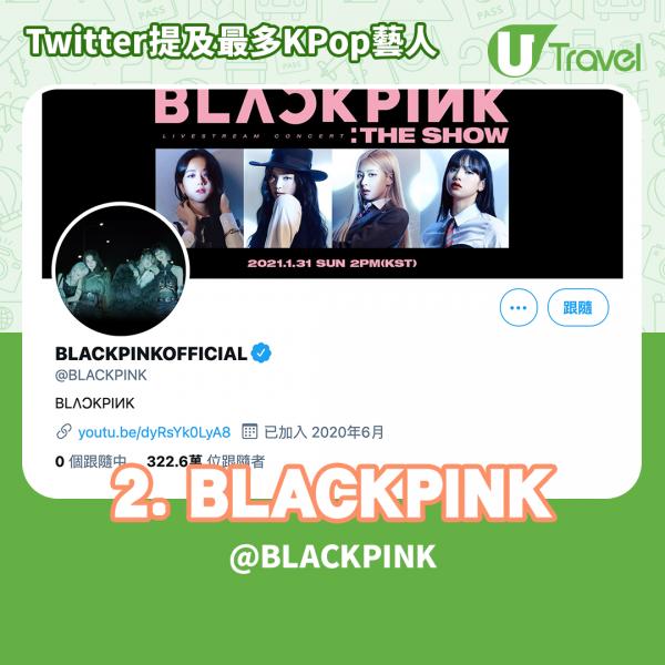 Twitter公布2020年KPop趨勢排行 2020年內提及最多的K-Pop藝人 - 4. BLACKPINK (@BLACKPINK)