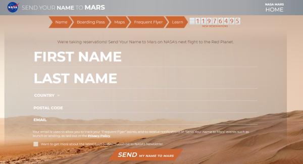 免費領取NASA火星登機證！ 簡單3步登記將名字射上火星