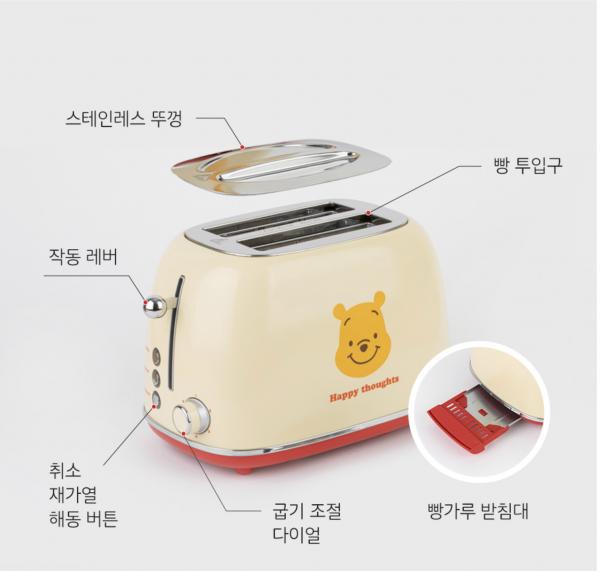 韓國10X10新出小熊維尼廚具系列 復古造型多士爐焗出小熊維尼圖案！