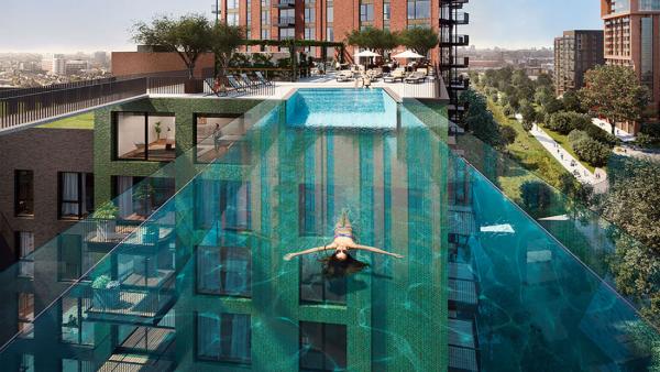 全球首個透明空中泳池Sky Pool倫敦開幕 離地35米懸浮半空俯視倫敦景色