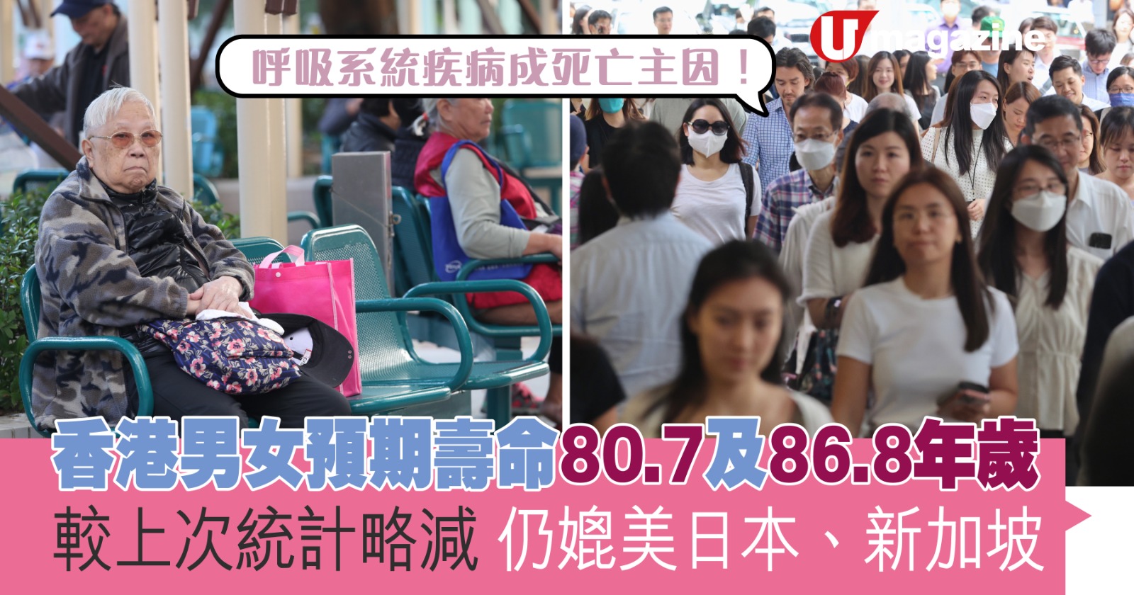 香港男女預期壽命80.7及86.8年歲 較上次統計略減 仍媲美日本、新加坡
