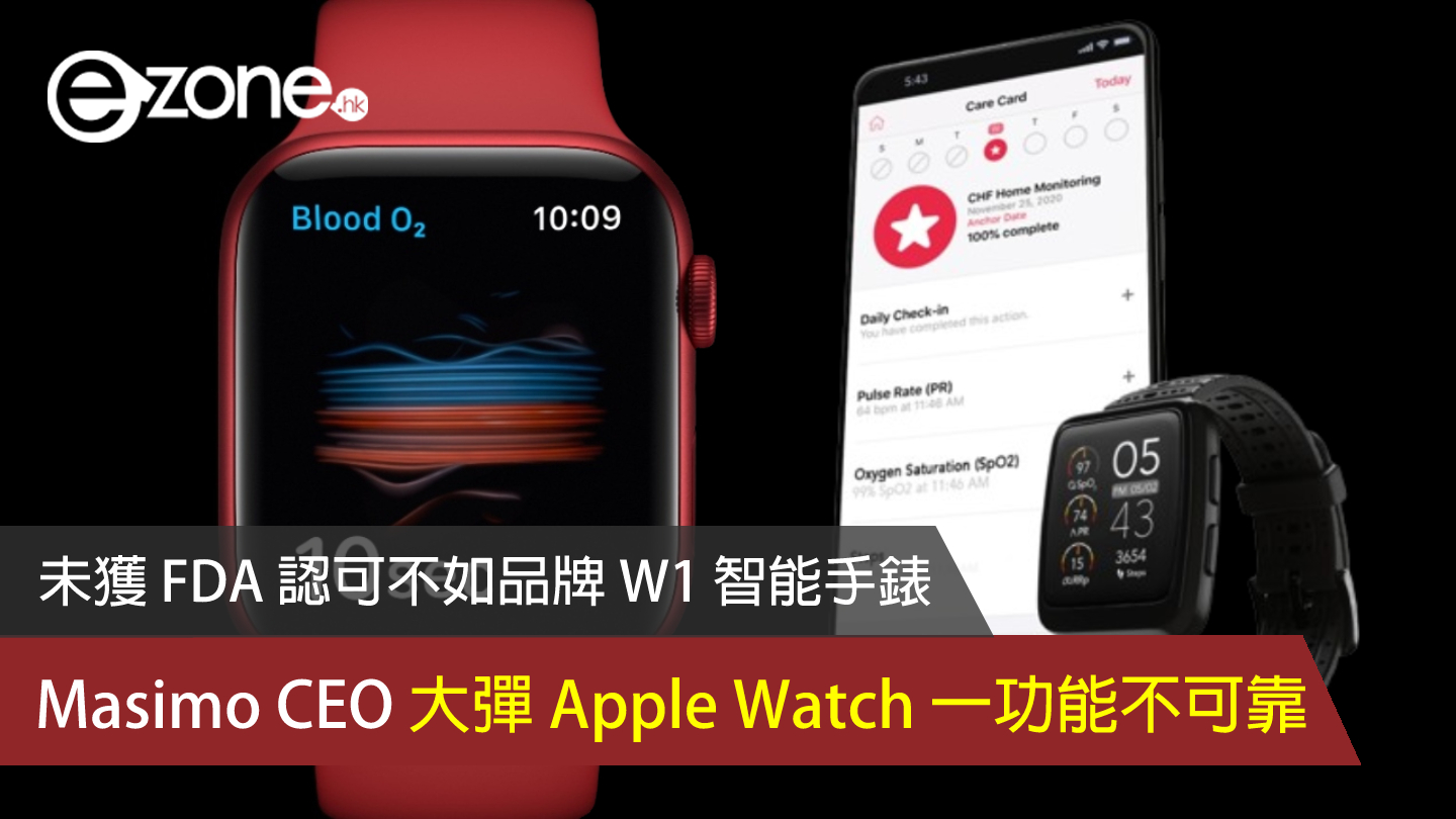 Masimo CEO 大彈 Apple Watch 血氧監測功能不可靠 未獲 FDA 認可不如品牌 W1 智能手錶 | Ezone