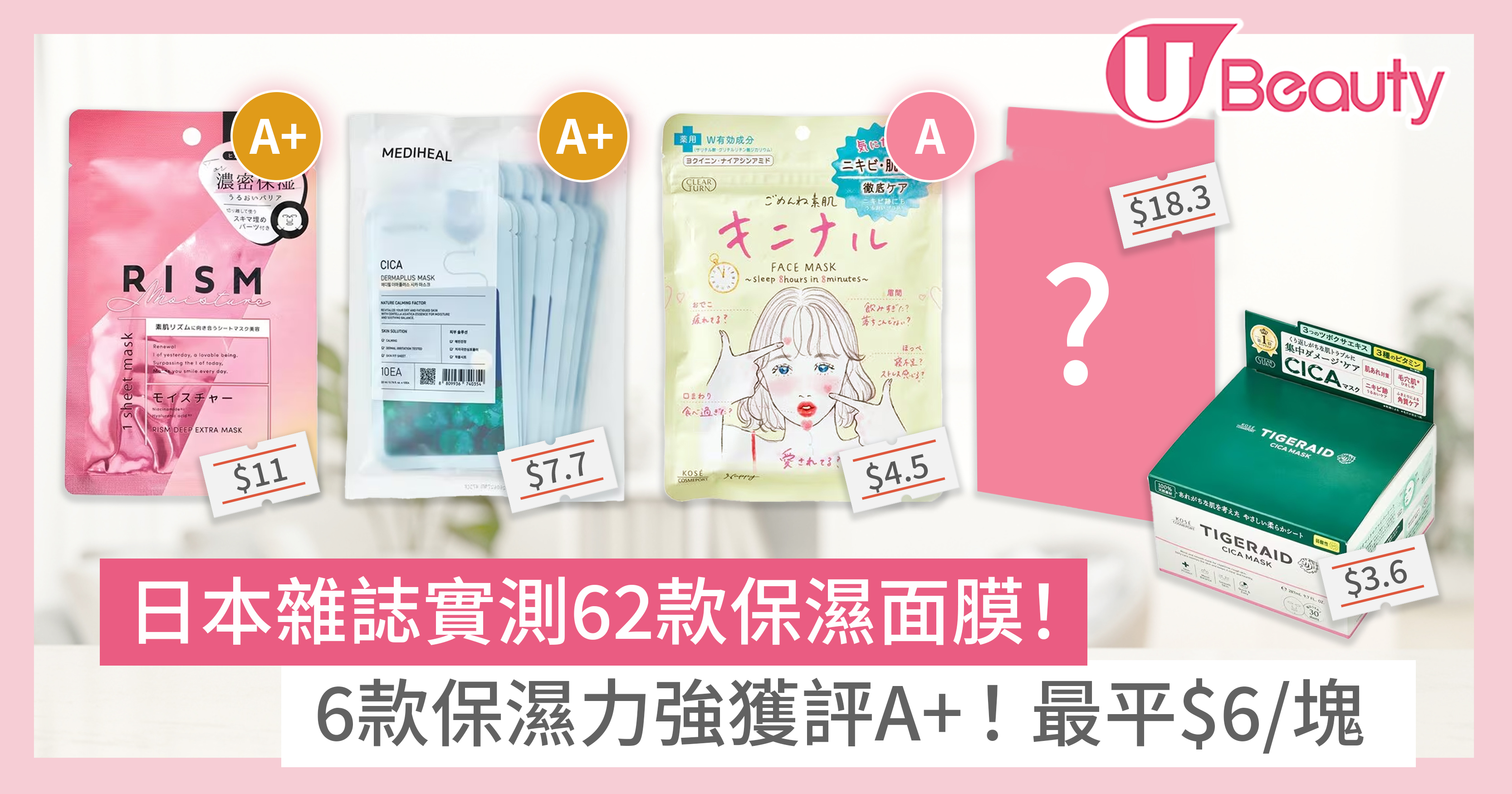保濕面膜｜日本雜誌實測62款保濕面膜！6款保濕力強獲評A+！最平$6/塊