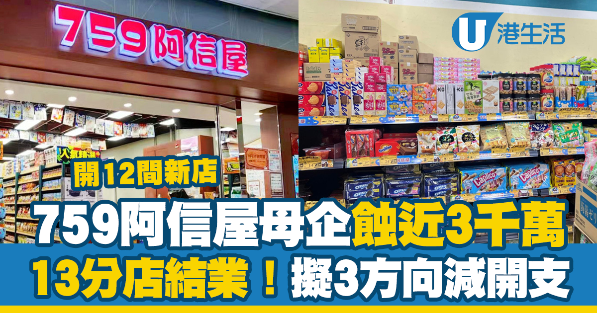 759阿信屋母企零售響起警號蝕近3千萬 13分店結業！管理層擬3方向減開支