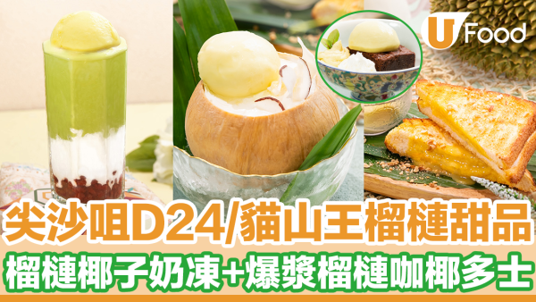 尖沙咀榴槤甜品推介！馬來西亞菜餐廳D24榴槤椰子奶凍／爆漿貓山王多士