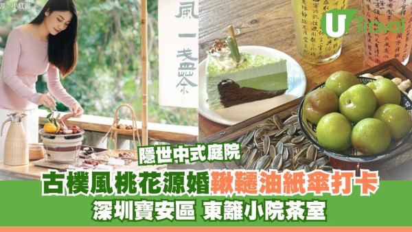 深圳寶安區東籬小院茶室似隱世桃花源 中式庭院古樸風鞦韆油紙傘打卡