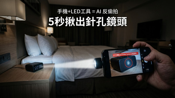 酒店、廁所防偷拍新招！手機＋成本 HK$57 LED 工具 韓國 AI 新技術 5 秒揪出隱藏針孔鏡頭 