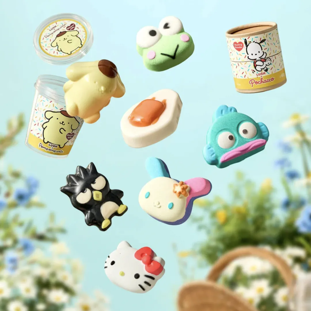 LUSH  x Sanrio全新聯乘系列夢幻登場！7位人氣角色加入！必買布甸狗沐浴啫喱、PC狗爽身粉！