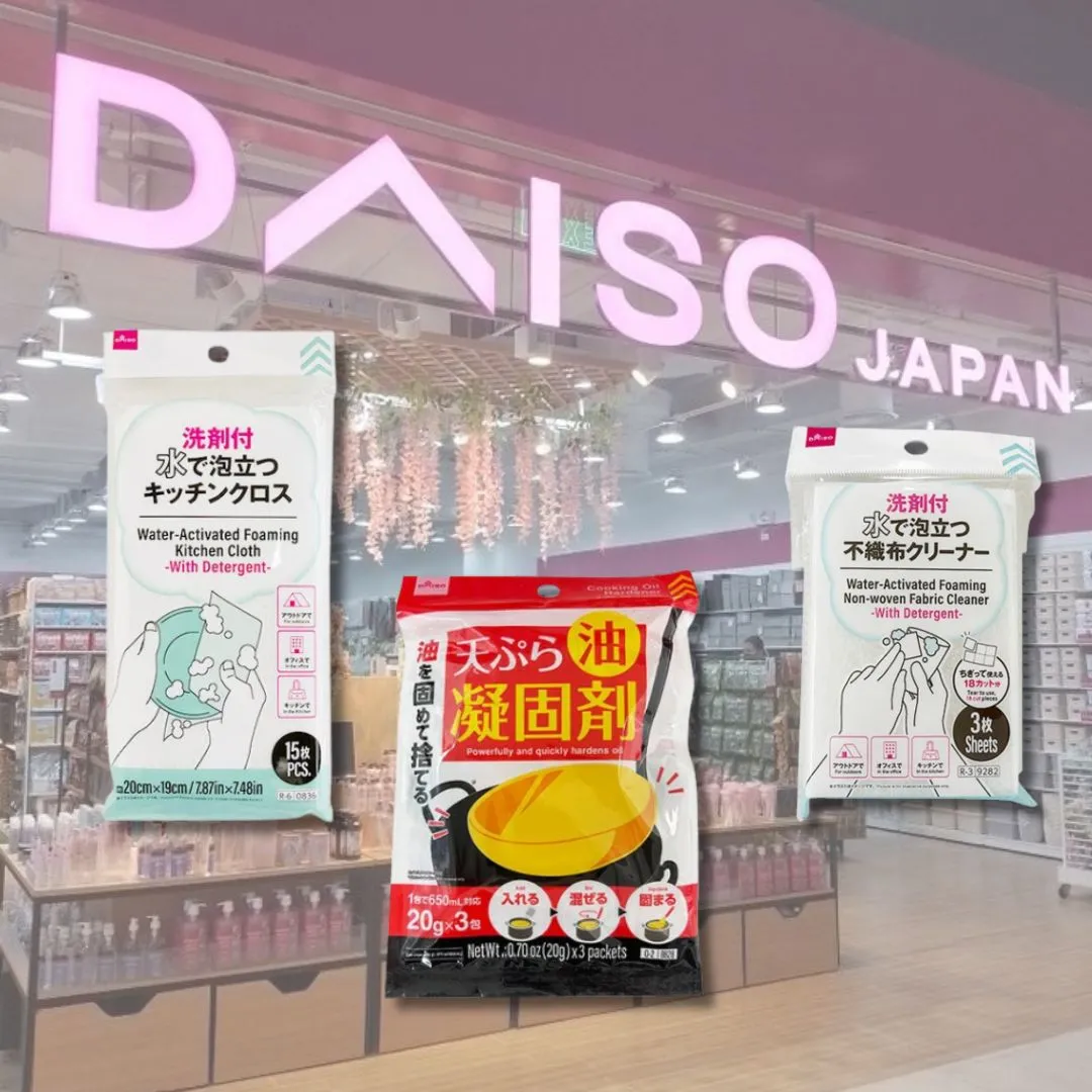 日本Daiso$6入手洗潔精抹布、天婦羅油凝固劑！一洗即起泡：輕鬆清走頑固油污！