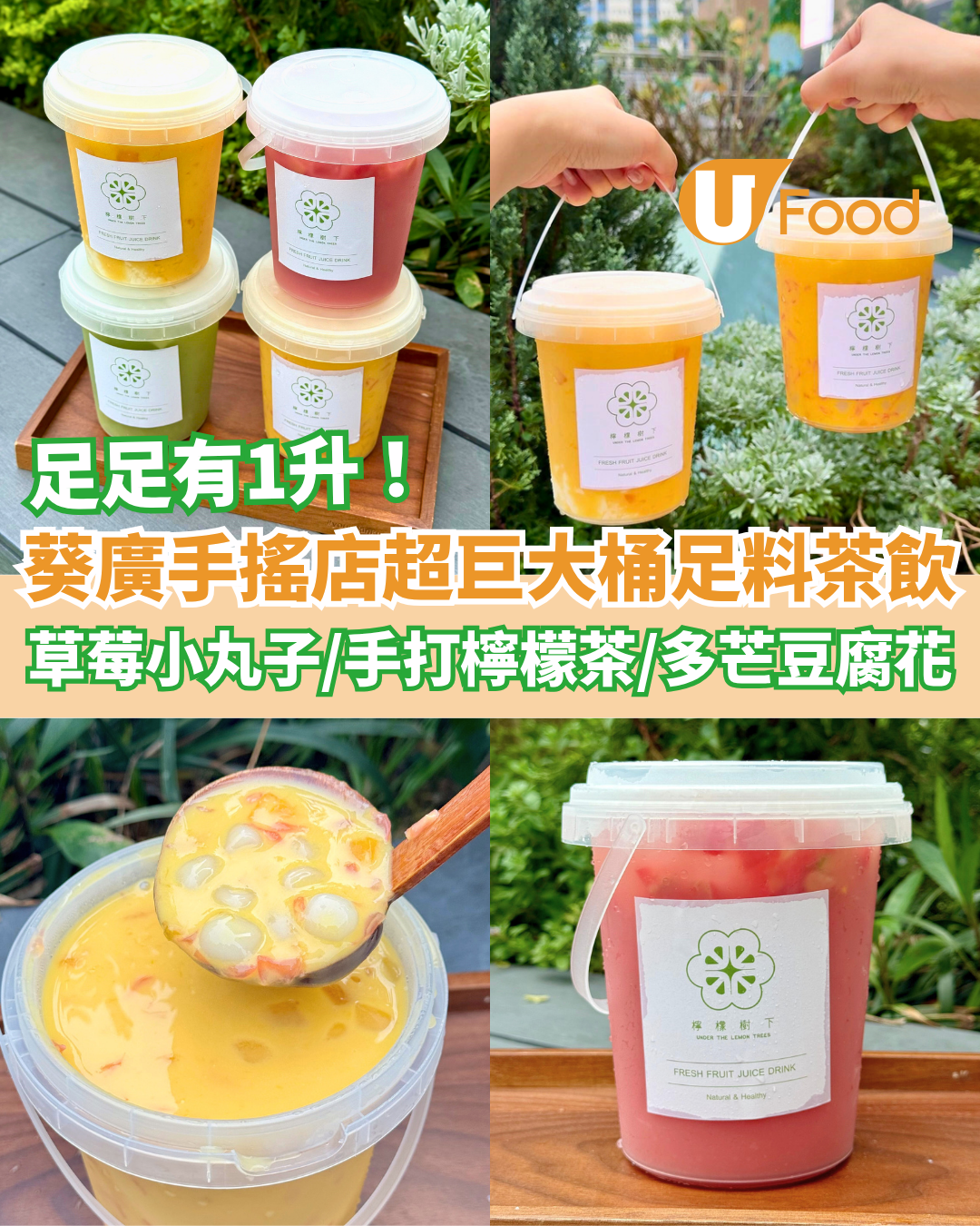 葵廣手搖店推出1L超巨大桶裝茶飲  超足料多芒小丸子／手打檸檬茶