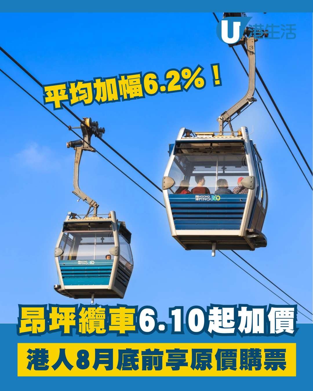 昂坪360纜車6.10起加價 港人8月底或前維持原價購票