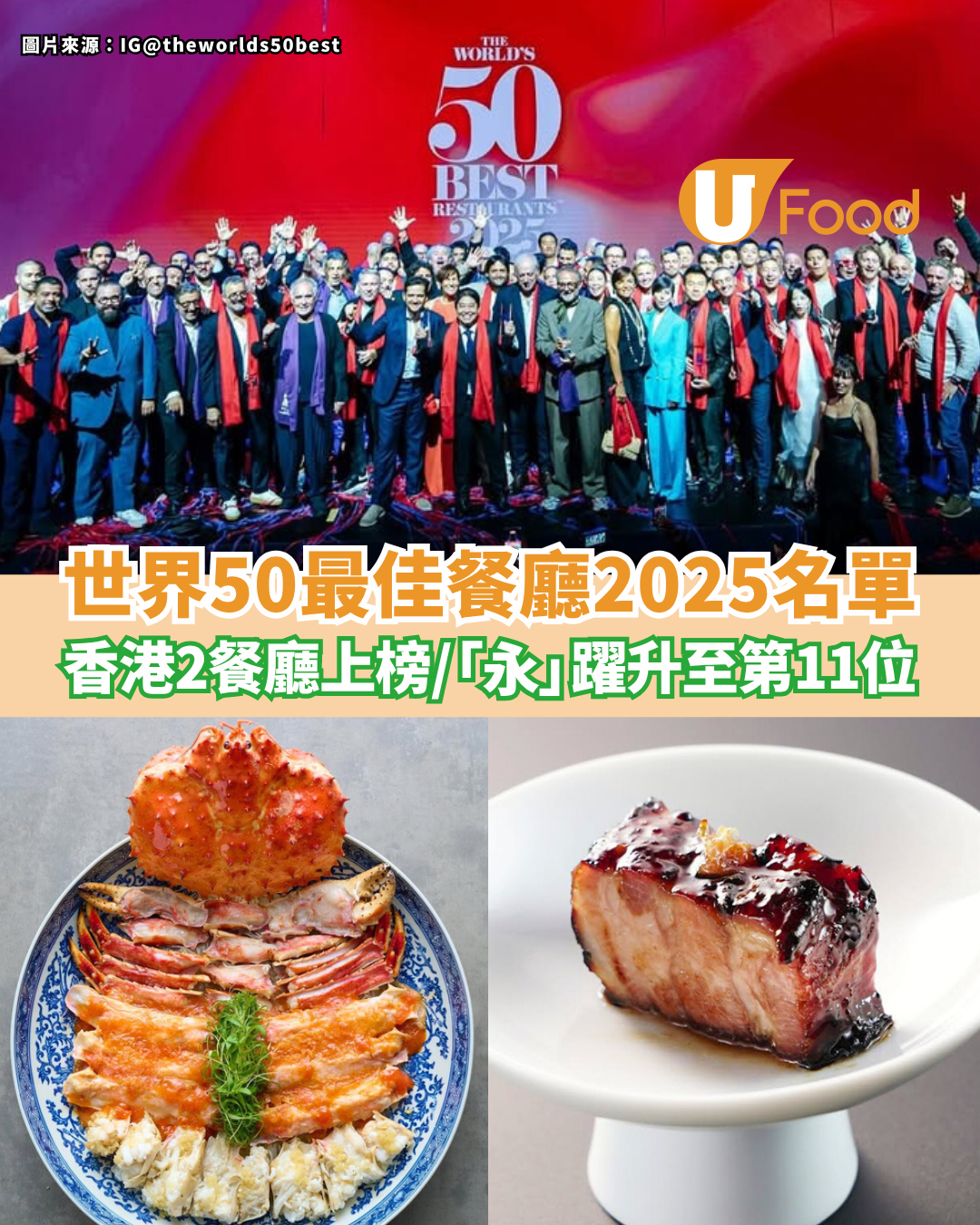 世界50最佳餐廳2025名單 香港2間餐廳上榜／永躍升至第11位