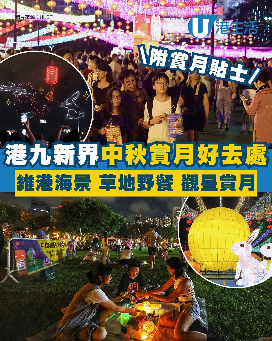 中秋賞月地點推介｜港九新界賞月好地方 近港鐵站、市區大草地野餐食月餅、海濱長廊月下漫步