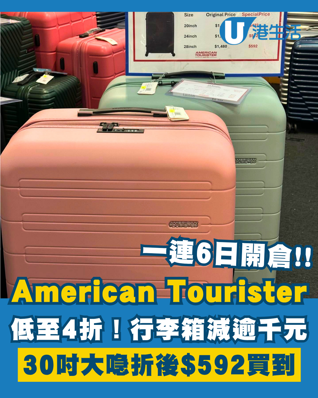 銅鑼灣American Tourister開倉低至4折！行李箱勁減過千元 30吋大喼$592買到！