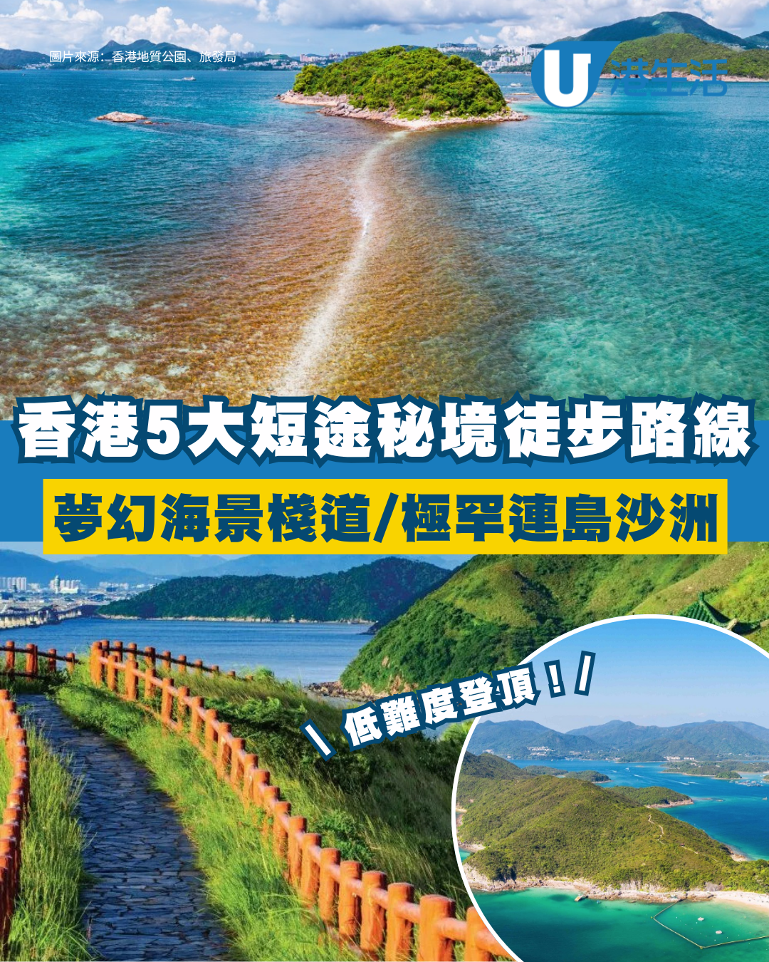 香港徒步路線推介︱5條新手短途「秘境徒步路線」零難度登頂/夢幻海景棧道/極罕連島沙洲（附交通懶人包）